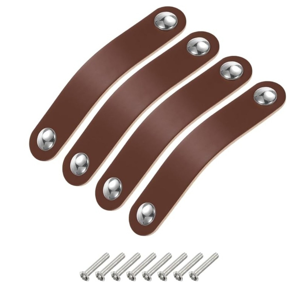 12 Pack Brown Leather Drawer Pulls Cabinet Handles 5.1 Inch Hole Centers‎ NEW